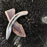 Horseshoe knife with handmade leather sheath