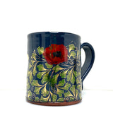 Black ginkgo and poppy mug