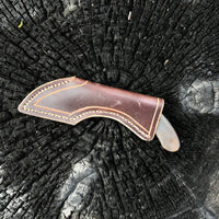 Horseshoe knife with handmade leather sheath
